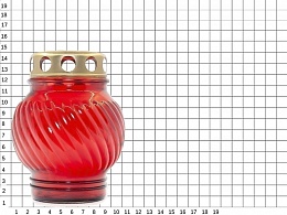Неугасимая лампада со свечой, стеклянная, 14 см х 11 см - набор 2 шт. 