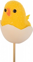 Пасхальный набор из шести декоративных цыплят в яйце на палочке