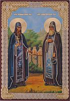 Икона "Преподобных Зосимы и Савватия Соловецких" (оргалит, 90х60 мм)