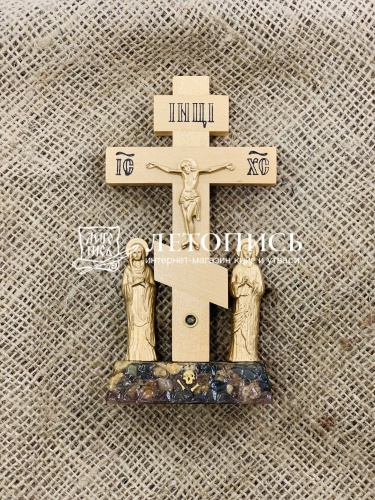 Крест деревянный на подставке с частицей земли из града Иерусалима (арт. 15920) фото 2