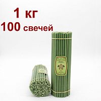 Свечи восковые Медово - янтарные зеленые № 40, 1 кг (церковные, содержание пчелиного воска не менее 50%)