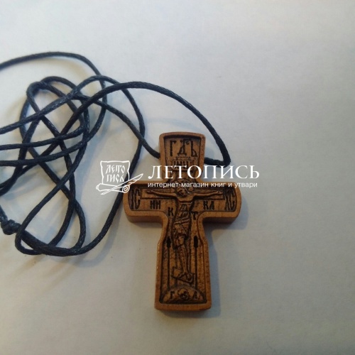 Крест нательный деревянный из груши с гайтаном (арт. 13535) фото 3