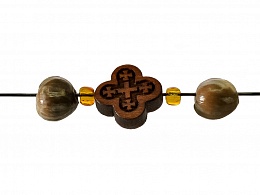 Четки-браслет на 20 зерен из растения "Слезы Богородицы" с крестом из самшита (4-гранный)