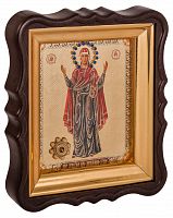 Икона  Божией Матери "Нерушимая Стена"с мощевиком, в фигурной рамке 