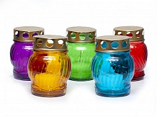 Набор цветных неугасимых лампад из стекла, 10 см х 6 см - набор 5 шт!