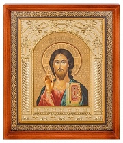 Венчальная пара: Икона Господь Вседержитель и Божия Матерь "Казанская" в деревянной рамке