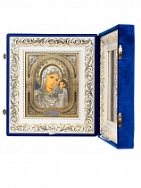 Складень венчальный, синий бархат, вышитые уголки и крест (арт. 20317)