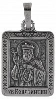 Икона нательная с гайтаном: мельхиор, серебро "Святой Равноапостольный Император Константин Великий" 