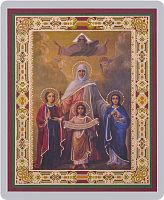 Икона "Святые мученицы Вера, Надежда, Любовь и мать их София" (ламинированная с золотым тиснением, 80х60 мм)