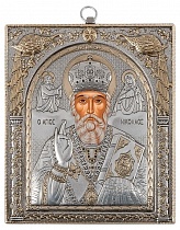 Икона "Святитель Николай Чудотворец" (в окладе, серебрение)