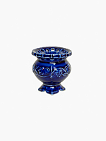 Лампада настольная керамическая "Виноградная лоза" синяя, размер - 7 см х 6,5 см