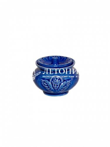 Лампада настольная керамическая "Херувим" синяя, размер - 6 см х 4,5 см