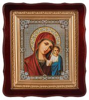 Икона  Божией Матери "Казанская" в резном деревянном киоте (арт. 11620)