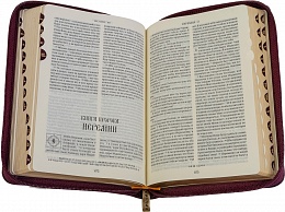 Библия в кожаном переплете на молнии, золотой обрез с указателями (арт. 12995)