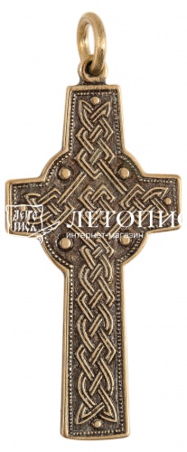 Крест нательный с четырехременной плетенкой из латуни (арт. 10521)